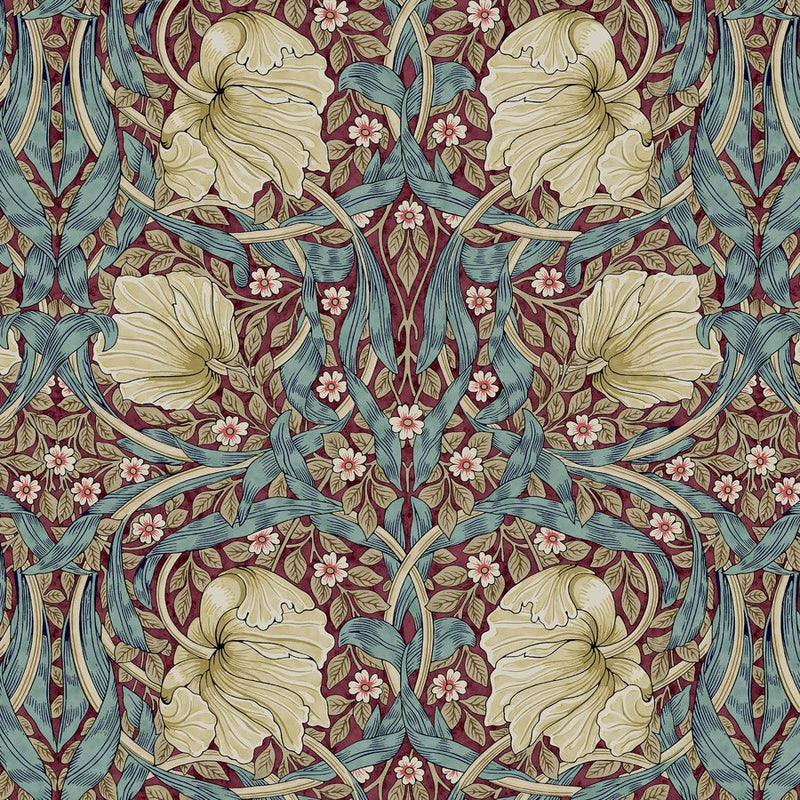 Morris & Co. Small Pimpernel Teal Berry fabric- Woven Modern Fabric Gallery