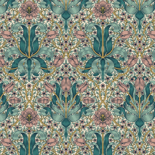 Morris & Co. Spring Thicket Teal fabric - Woven Modern Fabric Gallery