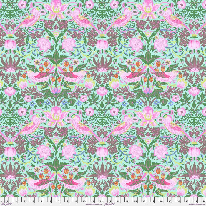 Strawberry Thief Pink Aqua - Woven Modern Fabric Gallery