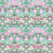 Strawberry Thief Pink Aqua - Woven Modern Fabric Gallery