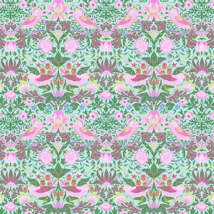 Strawberry Thief Pink Aqua - Woven Modern Fabric Gallery