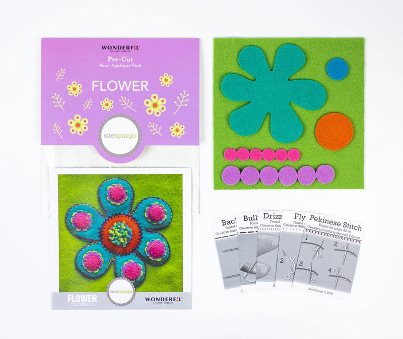 Sue Spargo Pre Cut Wool Kit Flower - Woven Modern Fabric Gallery