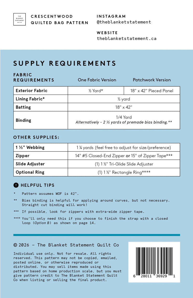 The Cresentwood Bag Pattern - Woven Modern Fabric Gallery