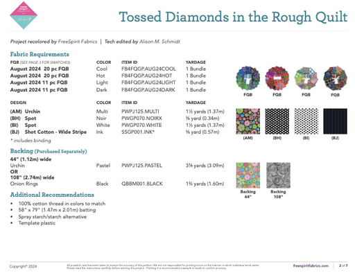 Tossed Diamonds in the Rough Quilt Pattern PDF - Woven Modern Fabric Gallery