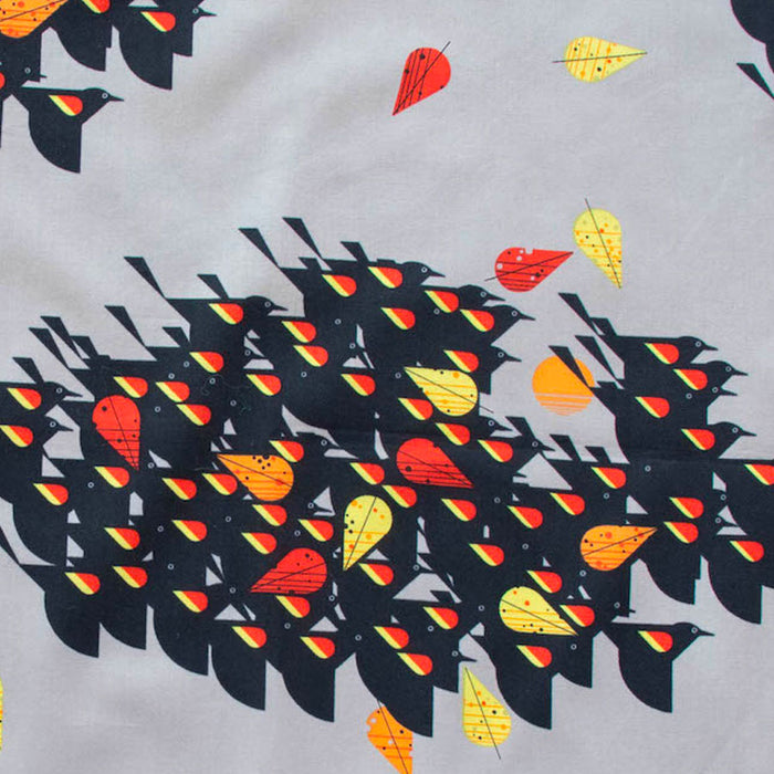Birds of a Feather organic fabric by Charley Harper. 100% organic cotton. Sold by Canadian online fabric store Woven Fabric Gallery.