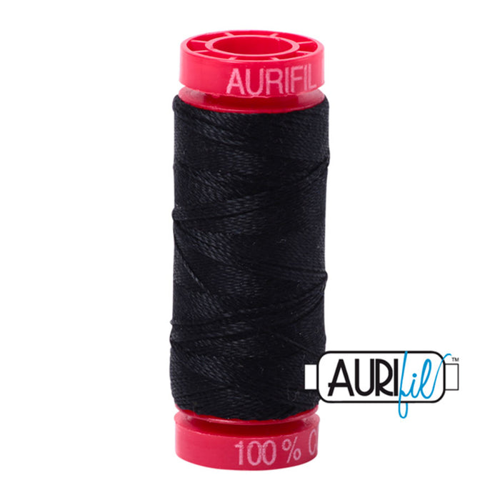 Black thread  2692 12wt by Aurifil. Sold by Canadian online fabric store Woven Fabric Gallery 