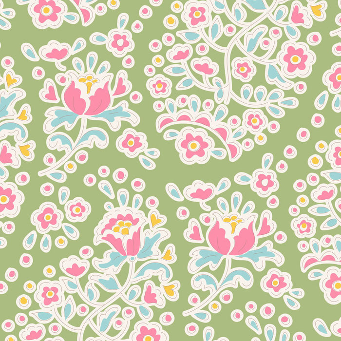 Charlene Green fabric by Tilda.  Sold by Canadian onine fabric store Woven Fabric Gallery.