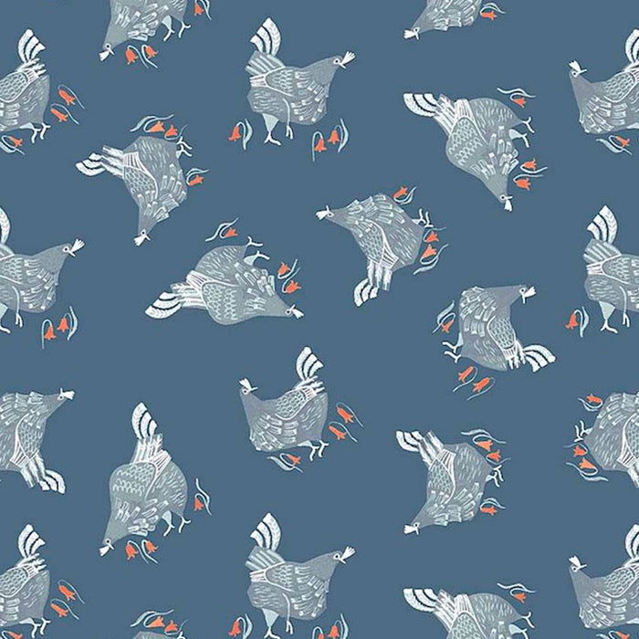 Poppy Prairie  Chikens fabric by Dear Stella Fabrics .  Sold by Canadian onine fabric store Woven Fabric Gallery.