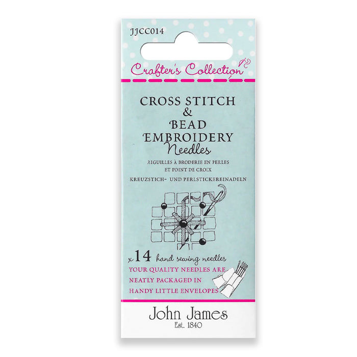 John James Cross Stitch & Bead Embroidery Needles. Sold by Canadian onine fabric store Woven Fabric Gallery.