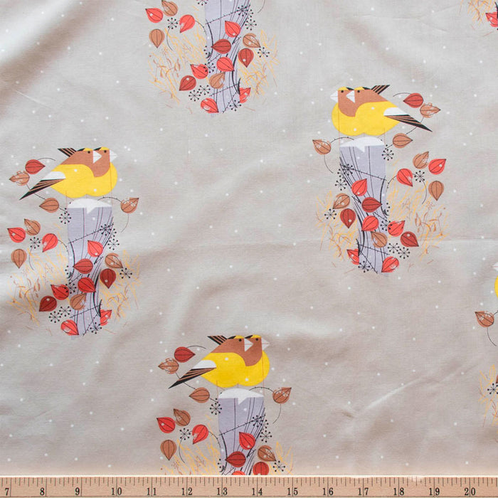 Evening Grosbeaks organic fabric from Birch Fabrics sold by Online Canadian Fabric Store Woven Modern Fabric Gallery