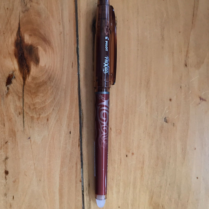 Frixion .05mm Brown pen. Sold by Canadian online fabric store Woven Fabric Gallery.