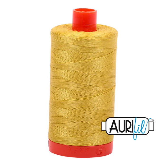 Aurifil Thread Gold Yellow 5015 50wt. Sold by Canadian online fabric store Woven Fabric Gallery.