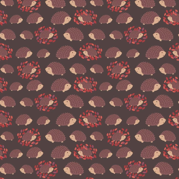 Hedgehogs Brown fabric from Lewis & Irene fabrics. Sold by Canadian online fabric store Woven Fabric Gallery.