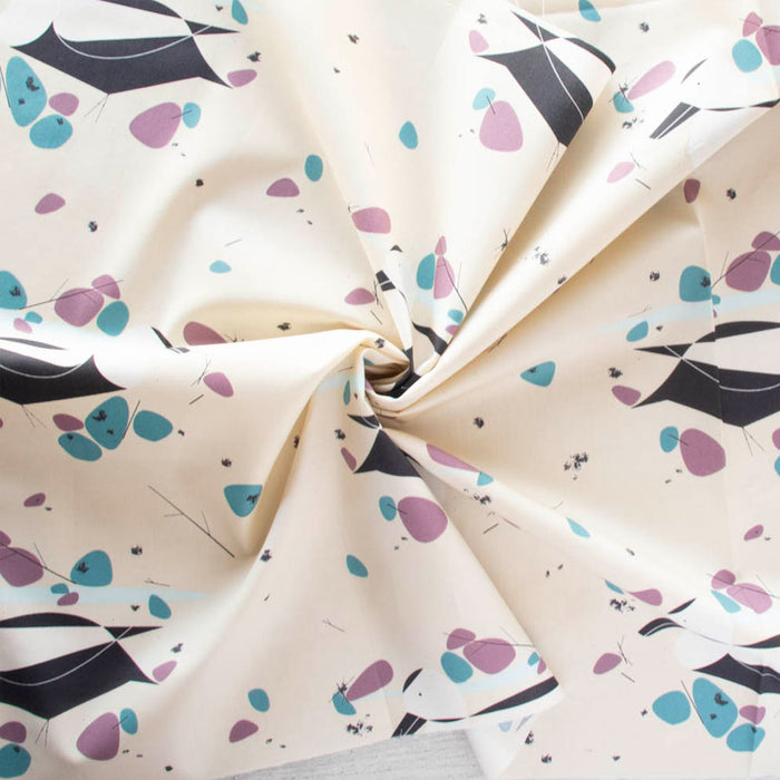 Labrador Duck organic fabric by Charley Harper for Birch Fabrics. Sold by Canadian online fabric store Woven Fabric Gallery.