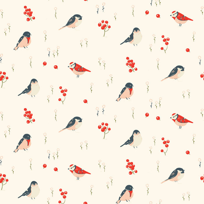 Love Birds organic knit cotton fabric by Birch Fabrics. Sold by Canadian online fabric store Woven Fabric Gallery.