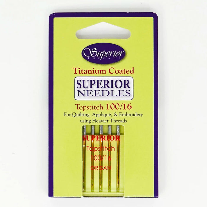 Superior Machine Needles 100/16. Sold by Canadian online fabric store Woven Fabric Gallery.