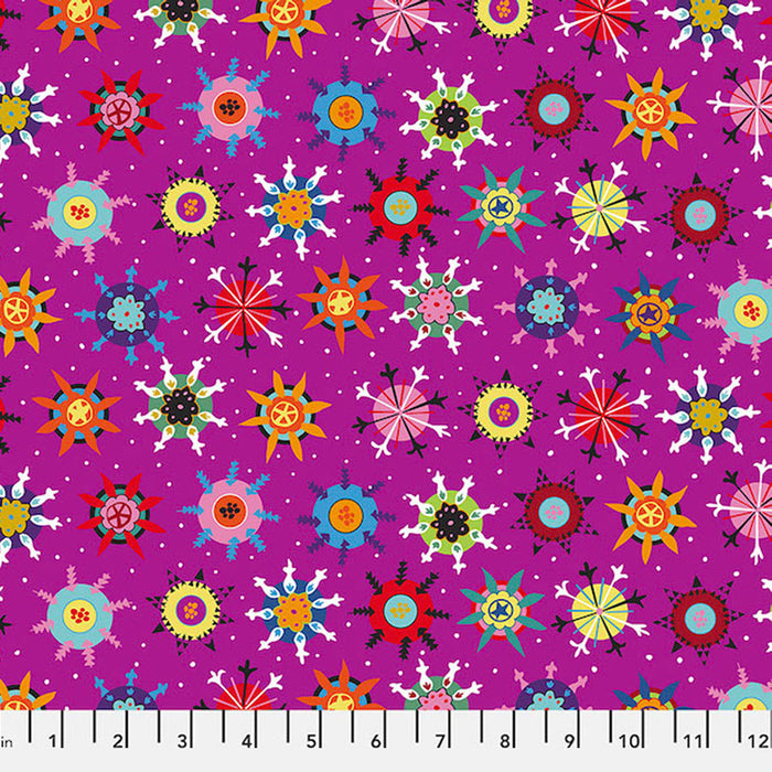 Mezmerize Raspberry fabric by Victoria Findlay Wolfe.  Sold by Canadian online fabric store Woven Fabric Gallery.