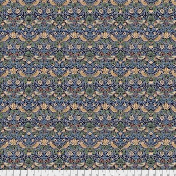 Mini Strawberry Thief Navy fabric by Willaim Morris. Sold by Canadian online fabric store Woven Fabric Gallery. 