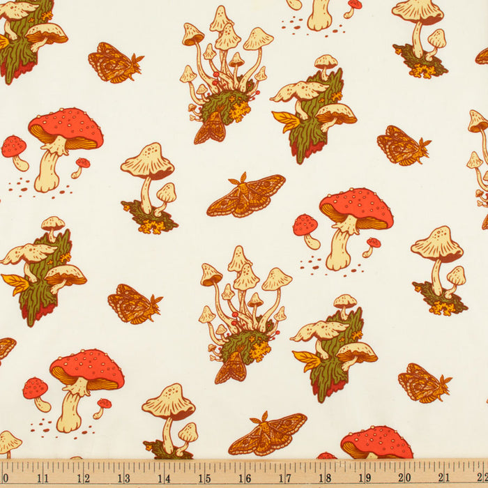 Mushrooms Cream organic fabric from Birch Fabrics. Sold by Canadian online fabric store Woven Fabric Gallery.