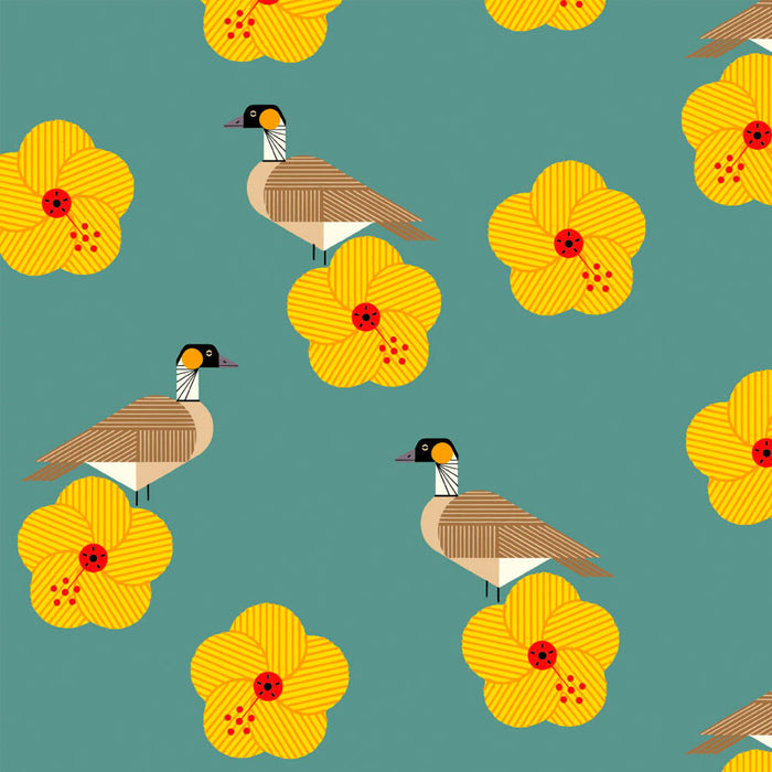 Nene organic fabric by Charley Harper for Birch Fabrics.  Sold by Canadian online fabric shop Woven Fabric Gallery.