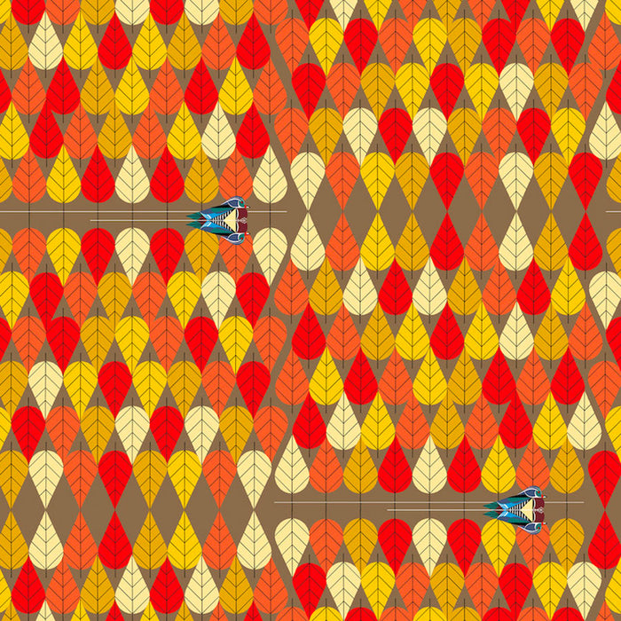 Octoberama Lake organic fabric  by Charley Harper. Sold by Canadian online fabric shop Woven Fabric Gallery.
