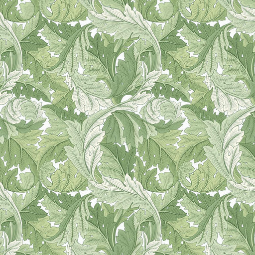 Acanthus Green fabric.Design by William Morris for Free Spirit Fabrics. Sold by Canadian online fabric store Woven Fabric Gallery 