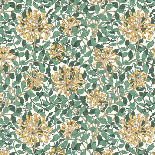 Honeysuckle White fabric. Design by William Morris for Free Spirit Fabrics. 100% cotton 44"-45" wide. Sold by Canadian online fabric store Woven Fabric Gallery.