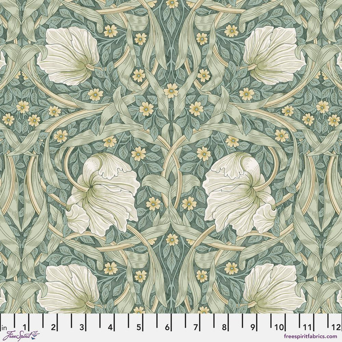 Small Pimpernel Olive fabric. Design by William Morris for Free Spirit Fabrics. 100% cotton 44"-45" wide. Sold by Canadian online fabric store Woven Fabric Gallery.