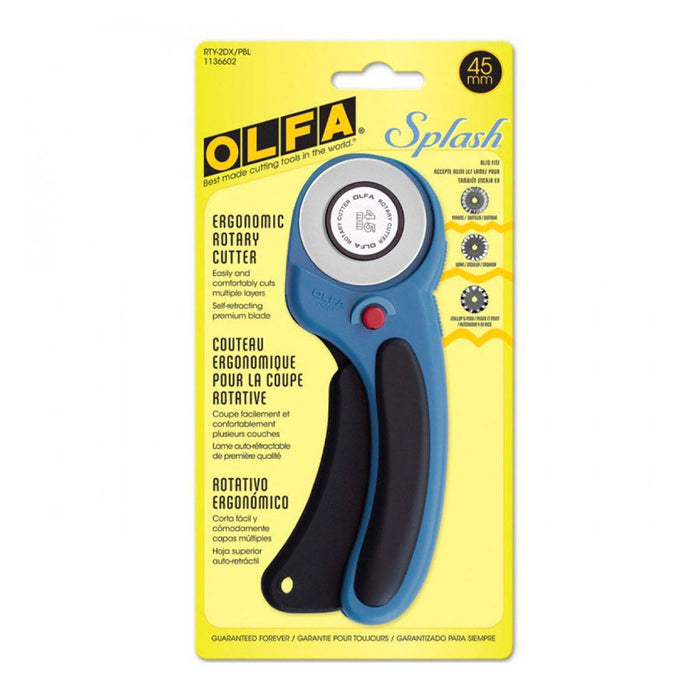 Olfa Rotary Cutter 45mm. Sold by Canadian online fabric store Woven Fabric Gallery. 