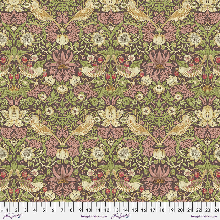 Strawberry Thief Chocolate fabric by William Morris. Sold by Canadian online fabric store Woven Fabric Gallery.