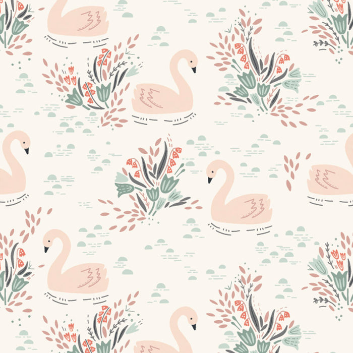 Swans Cream fabric by Dashwood Studios. Sold by Canadian online fabric store Woven Fabric Gallery.