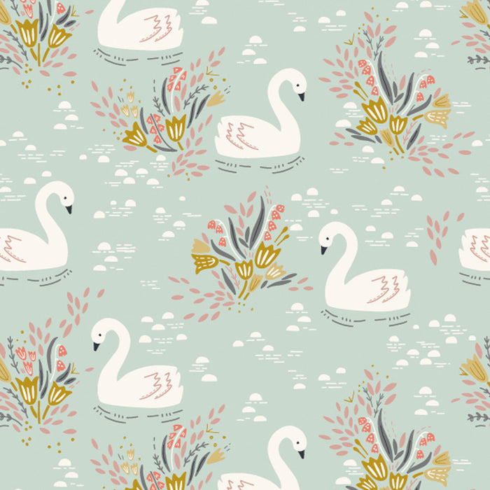 Swans Moss fabric by Dashwood Studios. Sold by Canadian online fabric store Woven Fabric Gallery. 