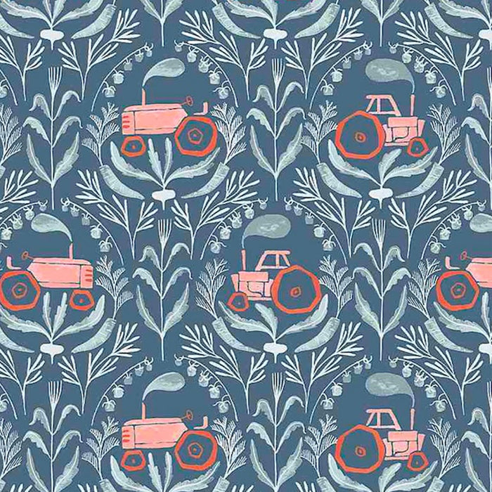 Poppy Prairie  Tractors fabric by Dear Stella. Sold by Canadian online fabric store Woven Fabric Gallery.