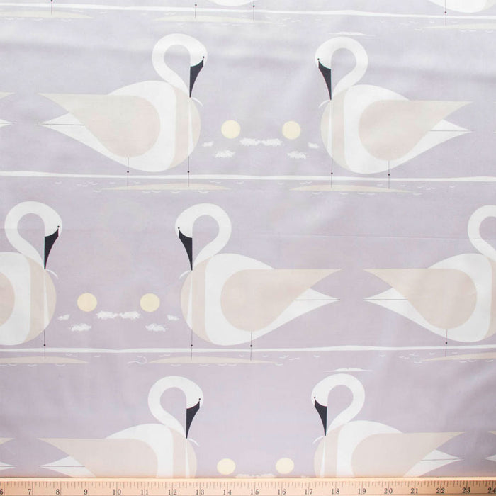 Trumpeter Swan Organic fabric by Charley Harper. Sold by Canadian online fabric store Woven Fabric Gallery.