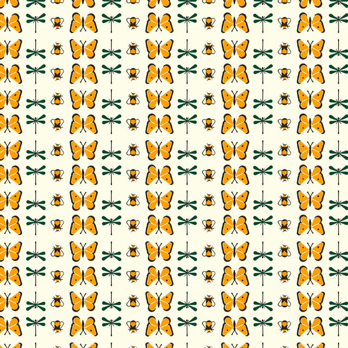 Winged Bugs Organic cotton fabric by Charley Harper for Birch Fabrics. Sold by Canadian online fabric store Woven Fabric Gallery. 